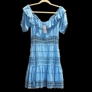 NWT Free People  blue peasant dress size 10
